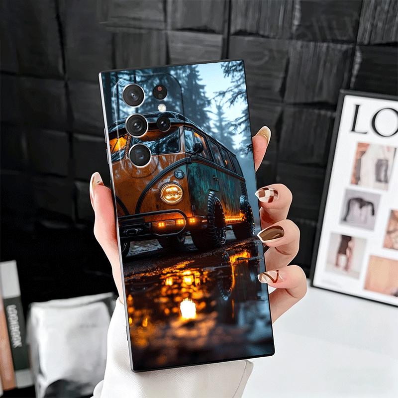 Vintage Car Retro Nostalgia Soft Phone Case for Samsung Galaxy S26 S25 Edge S24 Ultra S23 Plus S22 S21 FE S20 Black Cover Back S