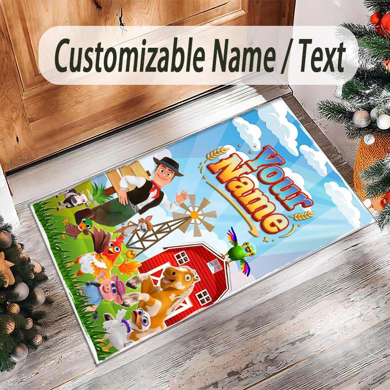 Personalized Crystal Velvet Carpet Custom Name Text,La Granja de Zenón Anti Slip Area Rug For Home Decoration