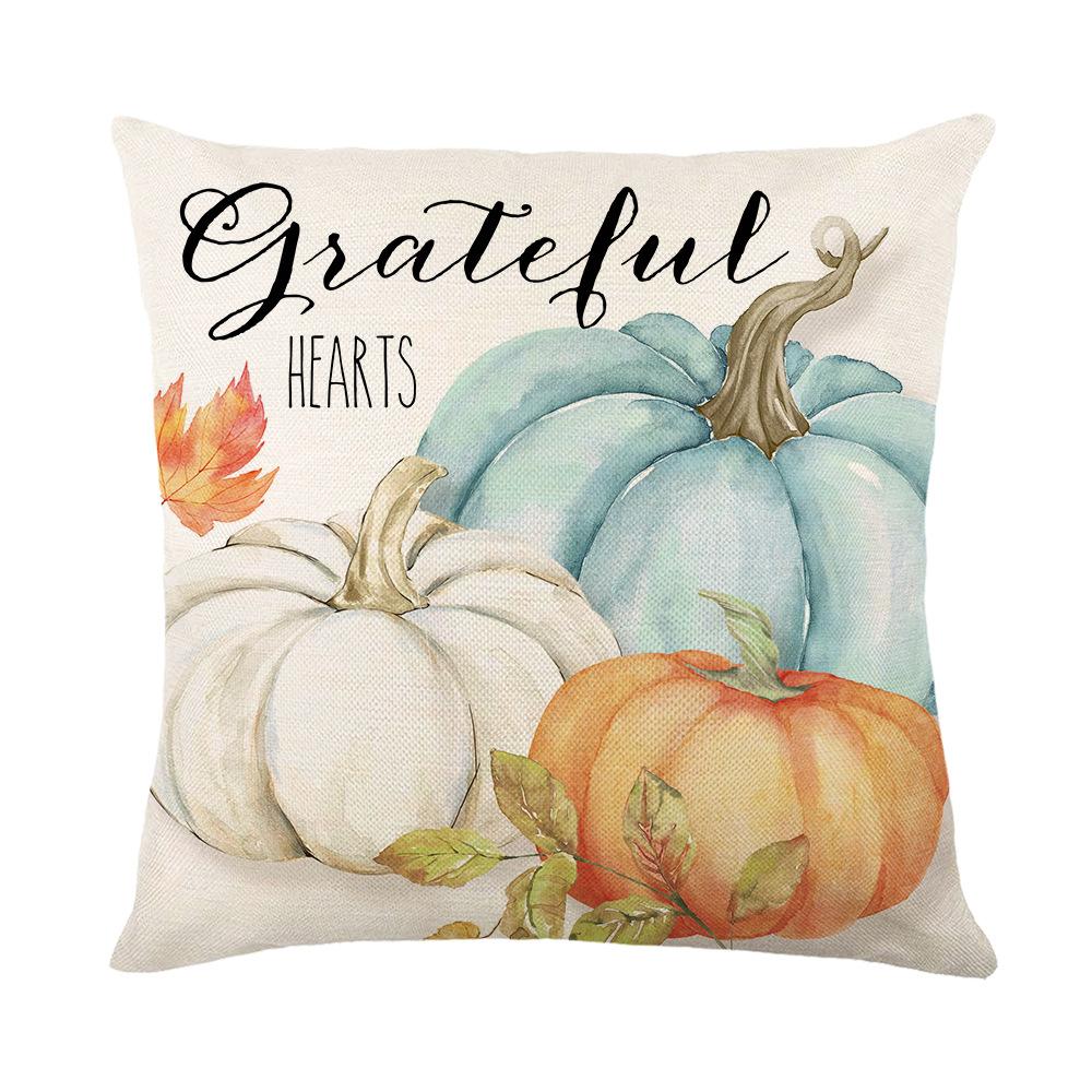 Pumpkin Maple Leaf Thanksgiving Print Cushion Cover Home Decor Living Room Sofa Cushion Cover Cushion Pillow