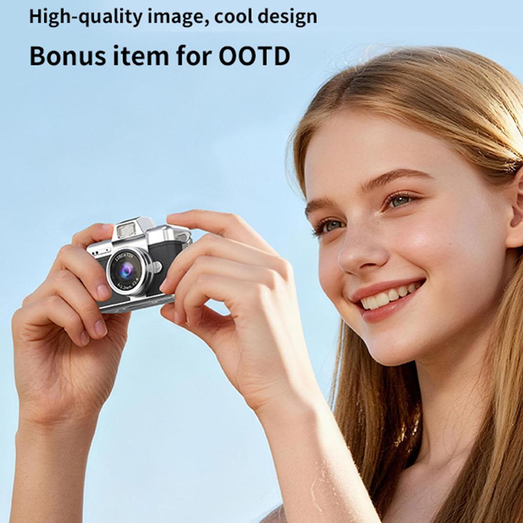 Retro Style Mini CCD Camera 1.47-inch Display Keychain Digital Camera 1080P Flip The Lens Digital Camcorder for Kids Students