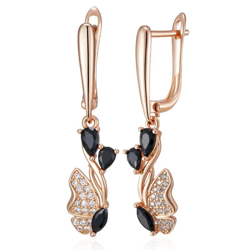 

Серьги-подвески с бабочкой из черного циркона для женщин, модные винтажные украшения чёрный