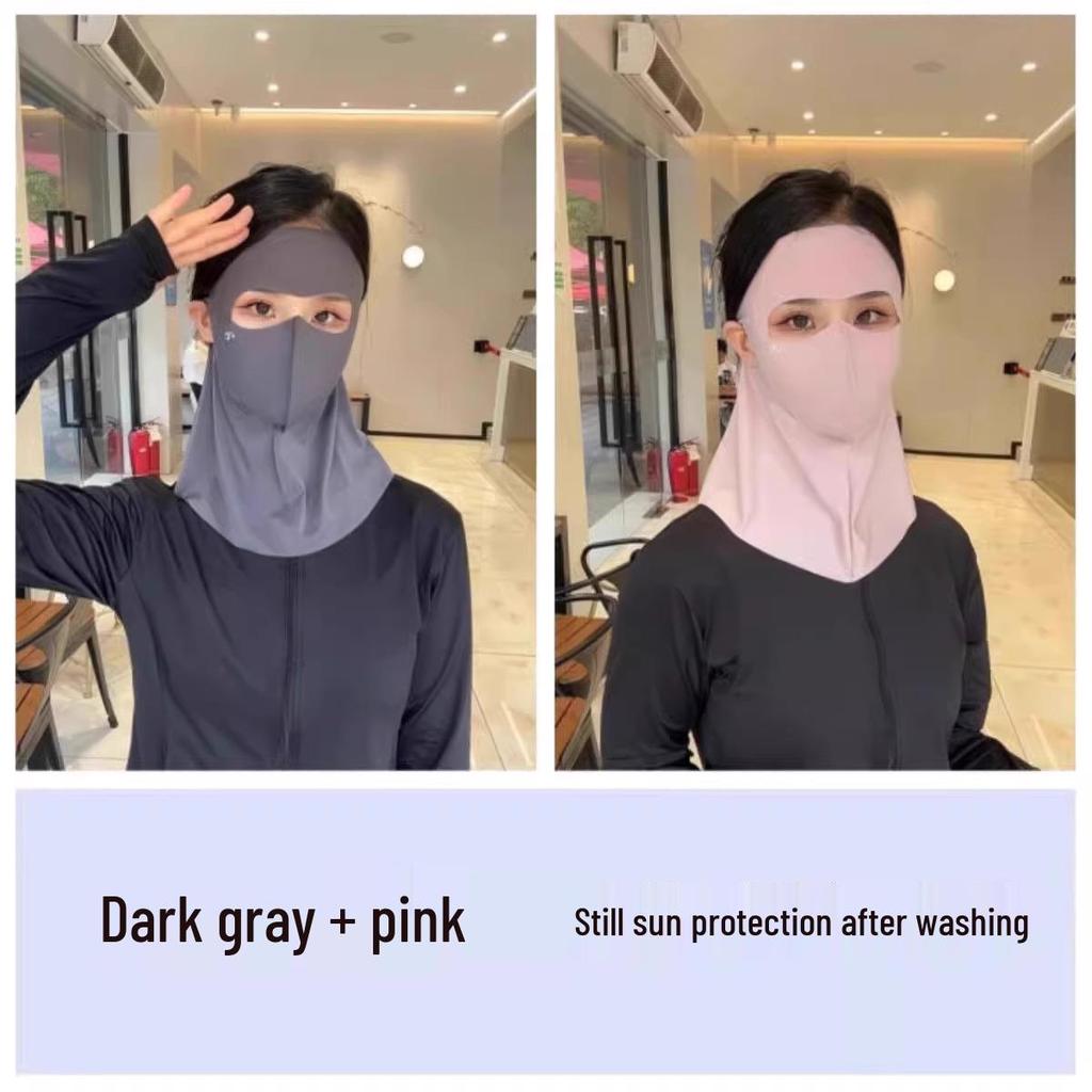 2025 Verão Feminino Proteção UV Seda Gelo Escudo para Rosto e Pescoço