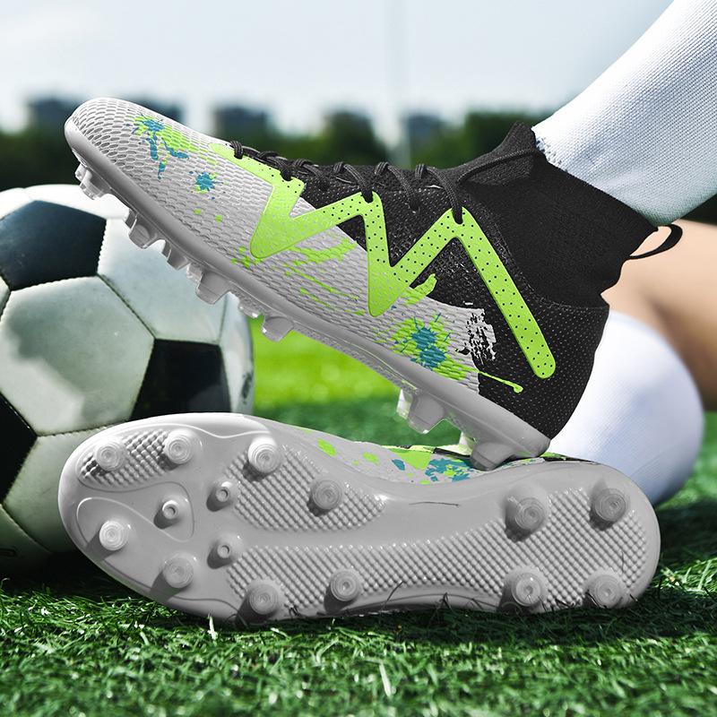 Football Shoes Men's AG Long Nails Artificial Turf Flat Bottom Broken Nails High Top Socks Mouth Outdoor Sports Football Shoes Men