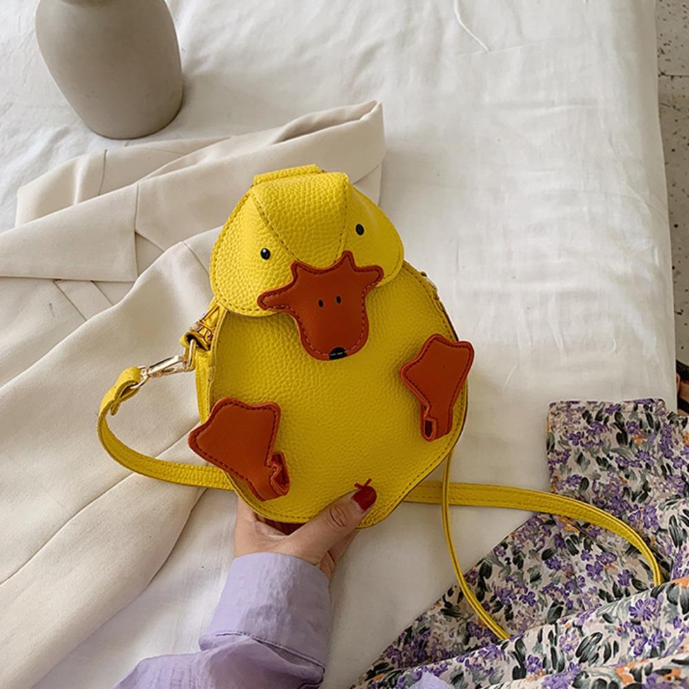 

PU Leather Duck Shape Bag Contrast Color Crossbody Bag Fashion Cartoon Duck Bag Girls білий