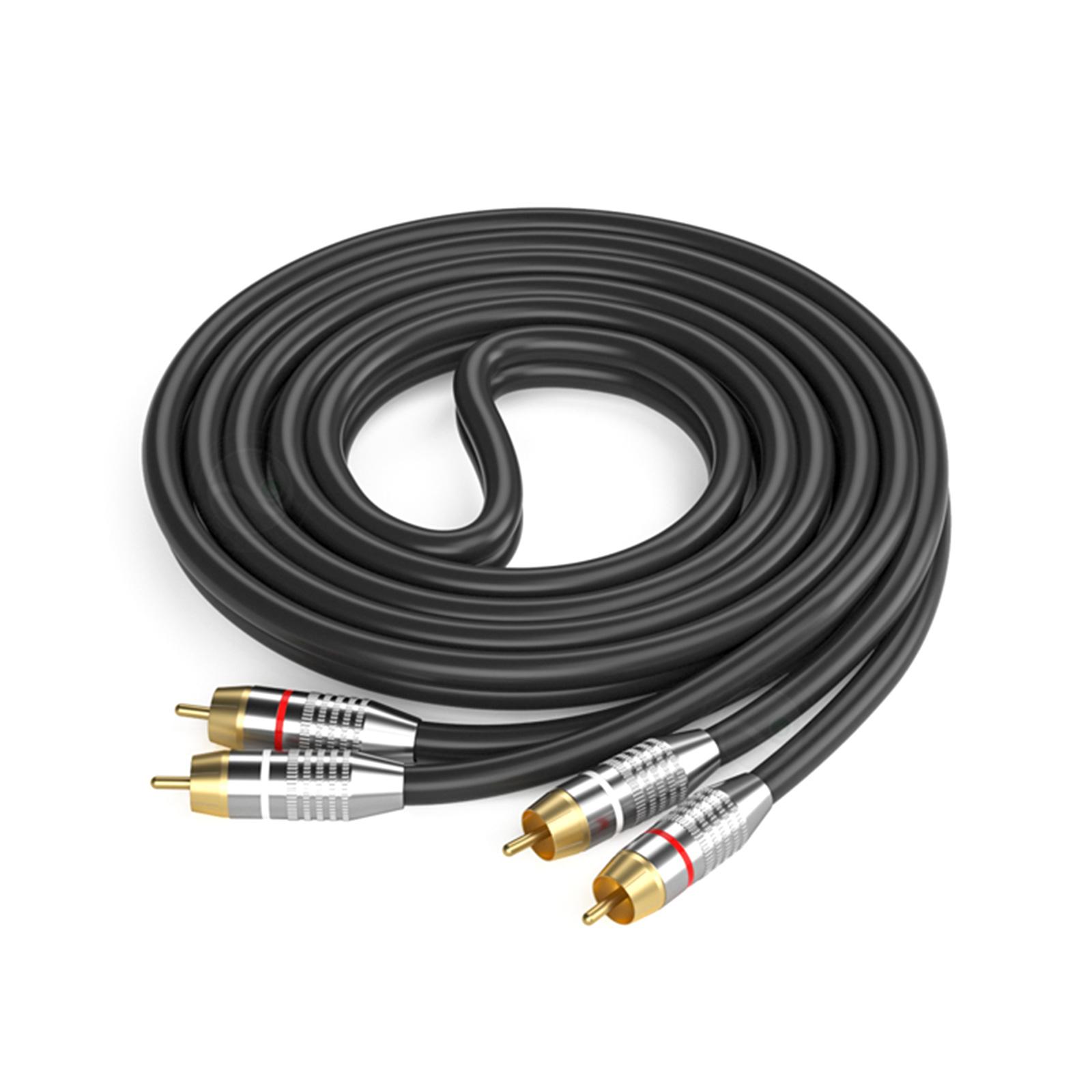 

30 см-10 м 2RCA штекер до 2RCA штекер стереоаудіокабельний шнур позолочений з’єднувальний дріт для домашнього кінотеатру VCD/DVD-плеєрів 1.5m-straight head срібний