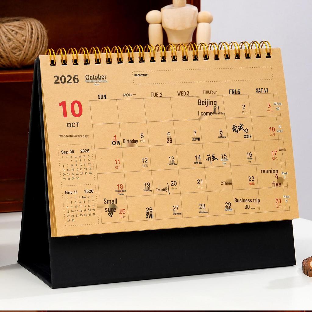 2026 Retro kreativní kalendář z kraftového papíru