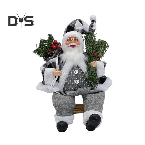 საშობაო სანტა კლაუსის თოჯინა პლუშუს სვიტერი სანტას ჰოლდინგი სასაჩუქრე ჩანთა ფიგურული ნაძვის ხის დეკორი წვეულების წყაროები სახლის ბარის მაგიდის ბუხრისთვის