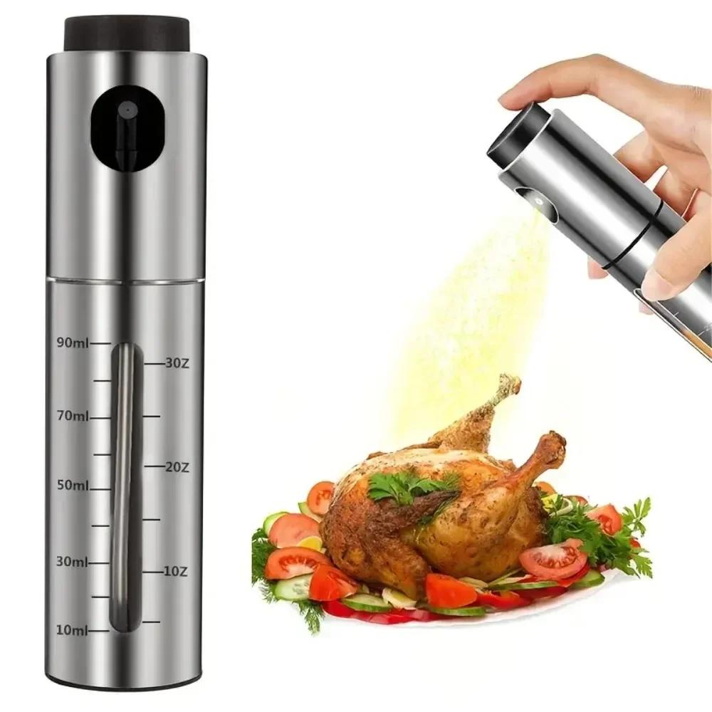 100ml cooking stainless steel leak-proof oil and gas frying pan barbecue pan seasoning bottle with scale barbecue spray bottle