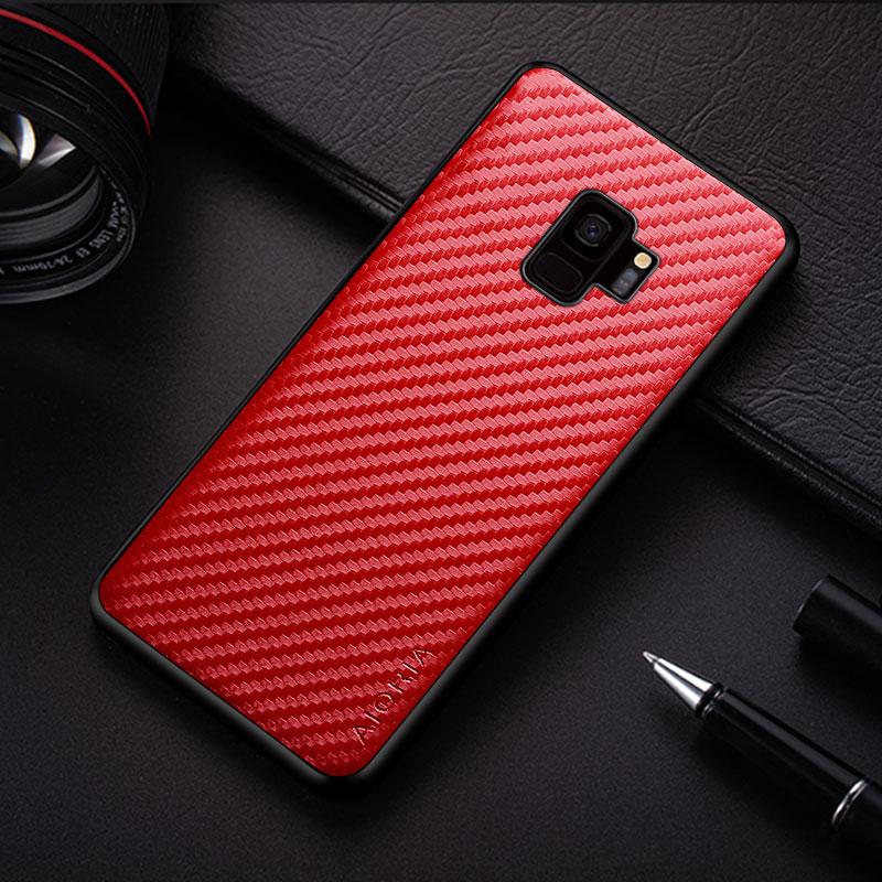 Carbon Fibre Shockproof Slim Case for Samsung Galaxy S9 S8 Plus Non-Slip Full Body Protective Phone Case
