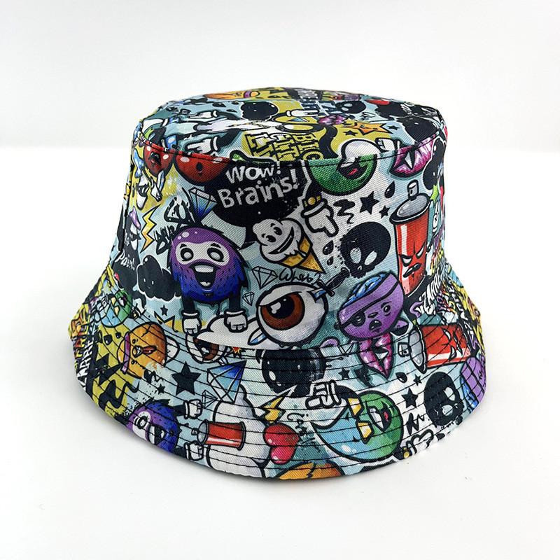 

New Creative Printed Cartoon Pattern Fisherman Hat Men Women Summer Outdoor Leisure Sunshade Reversible Basin Hat Style B