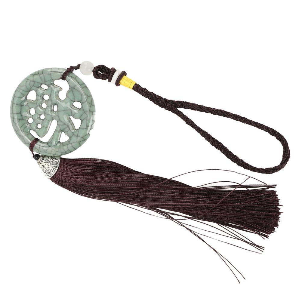Round Keychain Porcelain Beads DIY Attractive Decorative Practical Cute Style Hanging Tassel