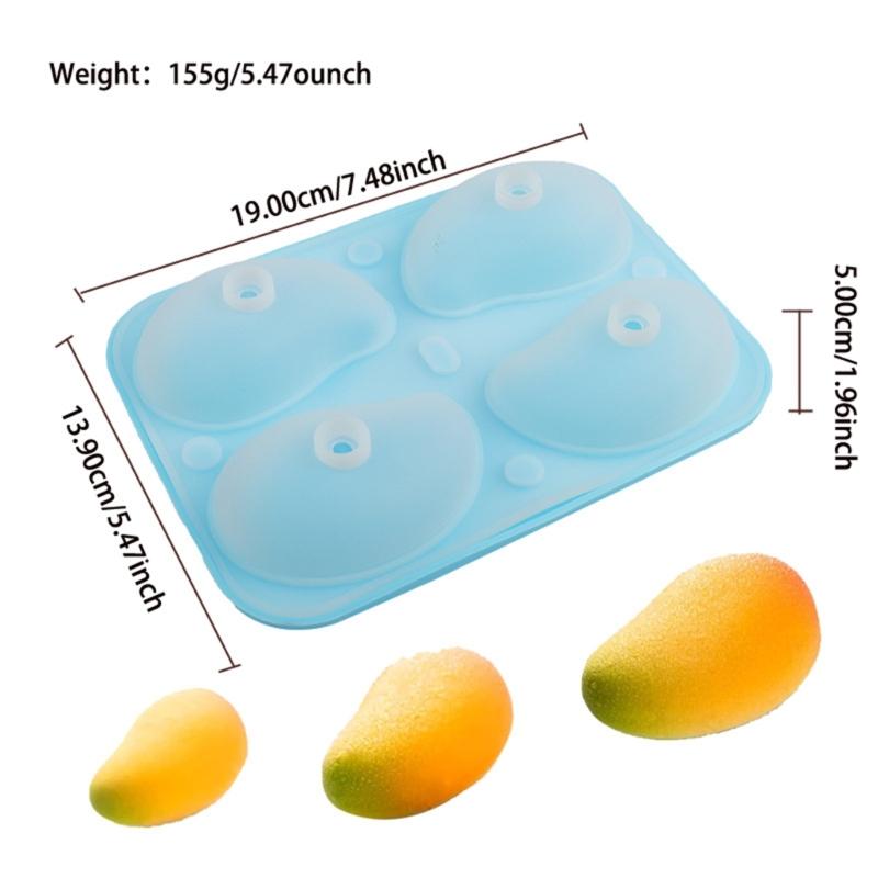 Food Grade Silicone 4 Cavity Mangoes Cake Molds With Nonstick Surfaces For Home Baking Puddings Chocolate Crafting Tool