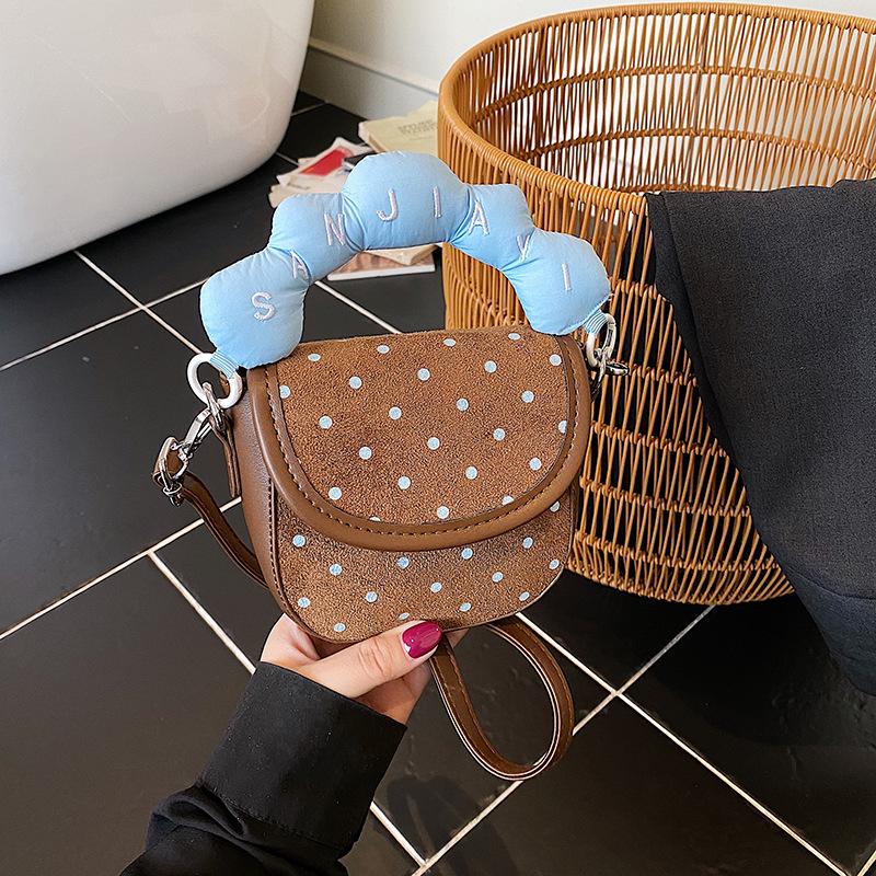 

2025 Parent-Child Polka Dot Mini Saddle Bag - Women s Cute Padded Handle Crossbody Handbag коричневий