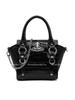 Klassisches Saturn-Logo Magnetverschluss Leder-Tragetasche Mini-Damenhandtaschen Schwarz 48030002WL0099N401