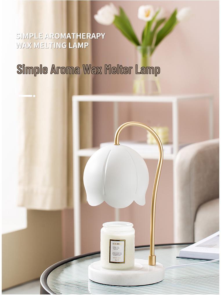 Beast Valley Lily Aroma Candle Lamp - Smokeless Wax Melting Marble Lamp for Romantic Bedroom Ambiance