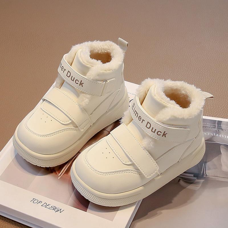 Girls snow boots 2025 winter new children's velvet large cotton shoes medium and older children's girls thickened cotton boots anti-skid moisture