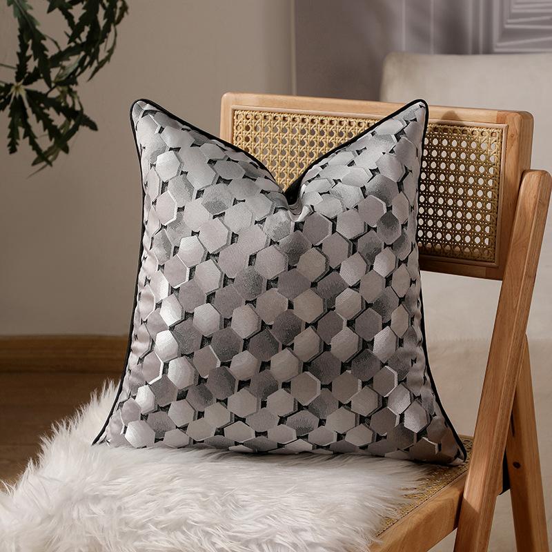 Polyester Piped Edge Marble Print Throw Pillow Cover Luxury Decorative Cushion Case Modern Sofa Decor Hidden Zipper