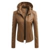 2022 Women's PU Leather Jacket with Detachable Hood - Stylish European & American Fashion Coat
