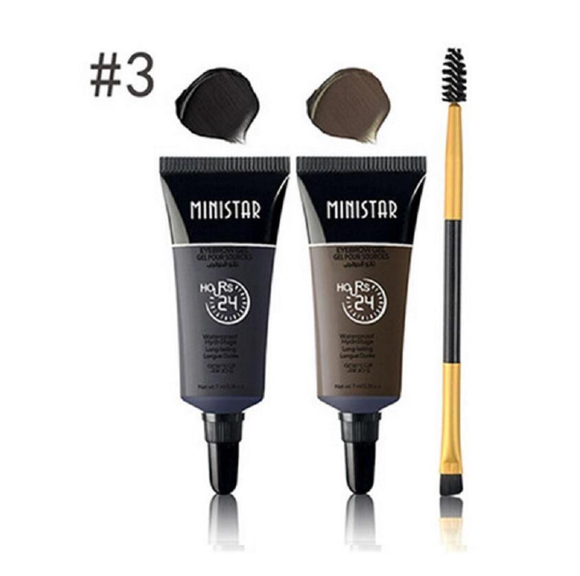 2PCS Brown Waterproof Tint Eyebrow Henna with Mascara Eyebrows Paint Brush Beauty