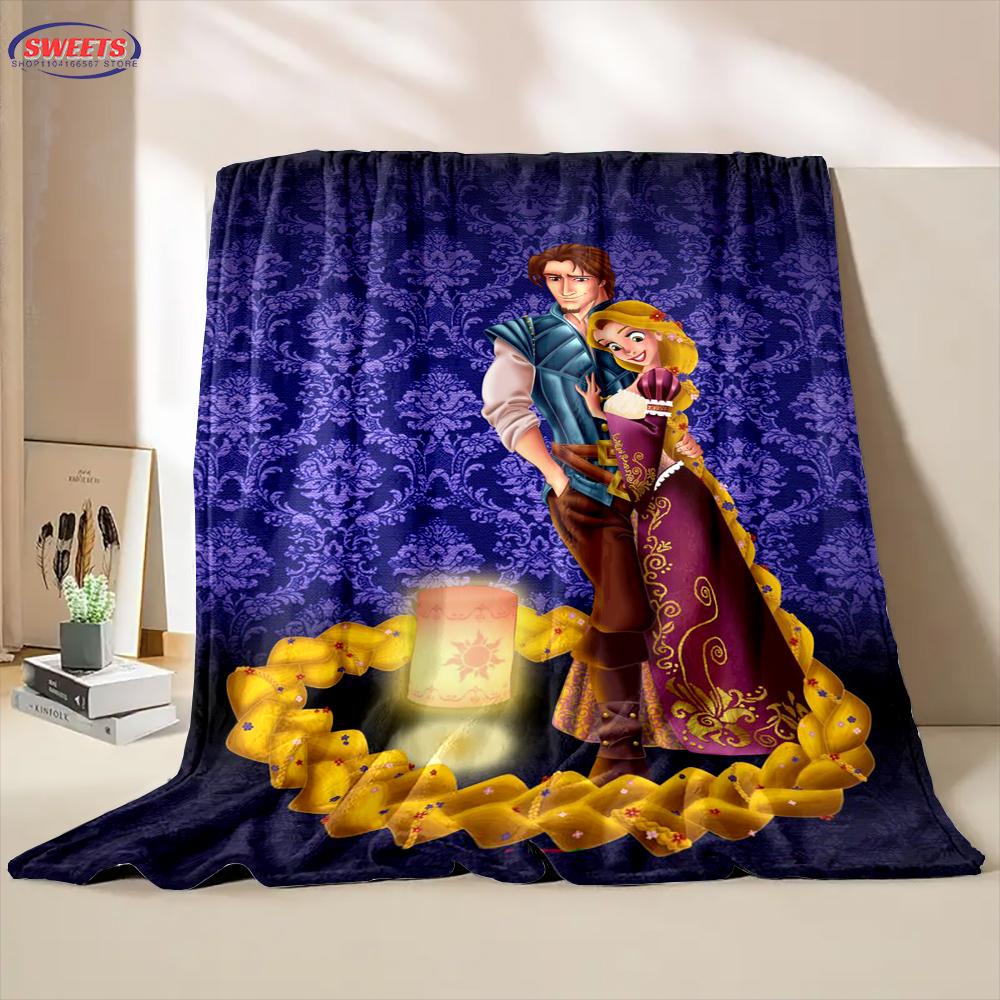 3D Classic Princess Rapunzel Cartoon Flannel Blanket for Bed Bedroom Sofa Picnic, Blanket for Cover Outdoor Leisure Nap Gifts
