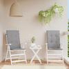 VidaXL Garden Chair Cushions High Back Set of 2 Grey Fabric 43179