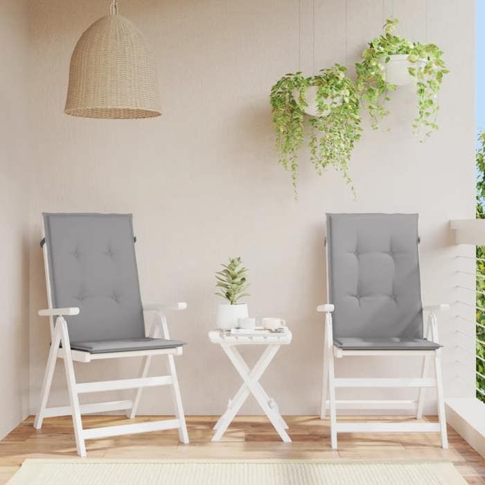 VidaXL Garden Chair Cushions High Back Set of 2 Grey Fabric 43179