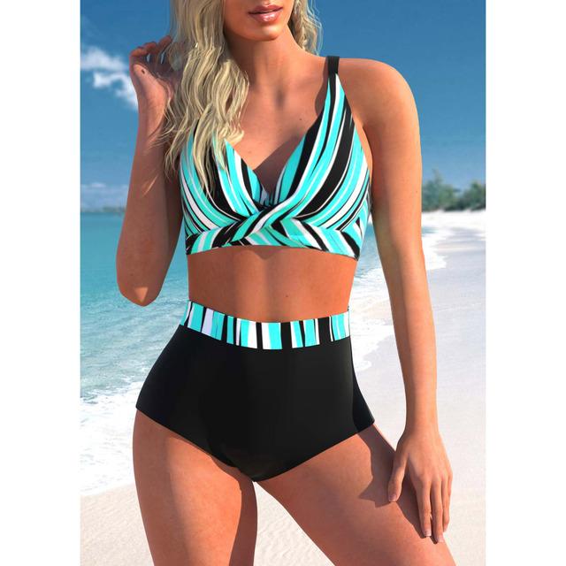 Damski Seksowny Strój Kąpielowy Bikini w Stylu Vintage Nowy Wzór Nadruk Kostium Kąpielowy Letni Kostium Kąpielowy Zestaw Dwuczęściowy Odzież Plażowa Damski Strój Kąpielowy