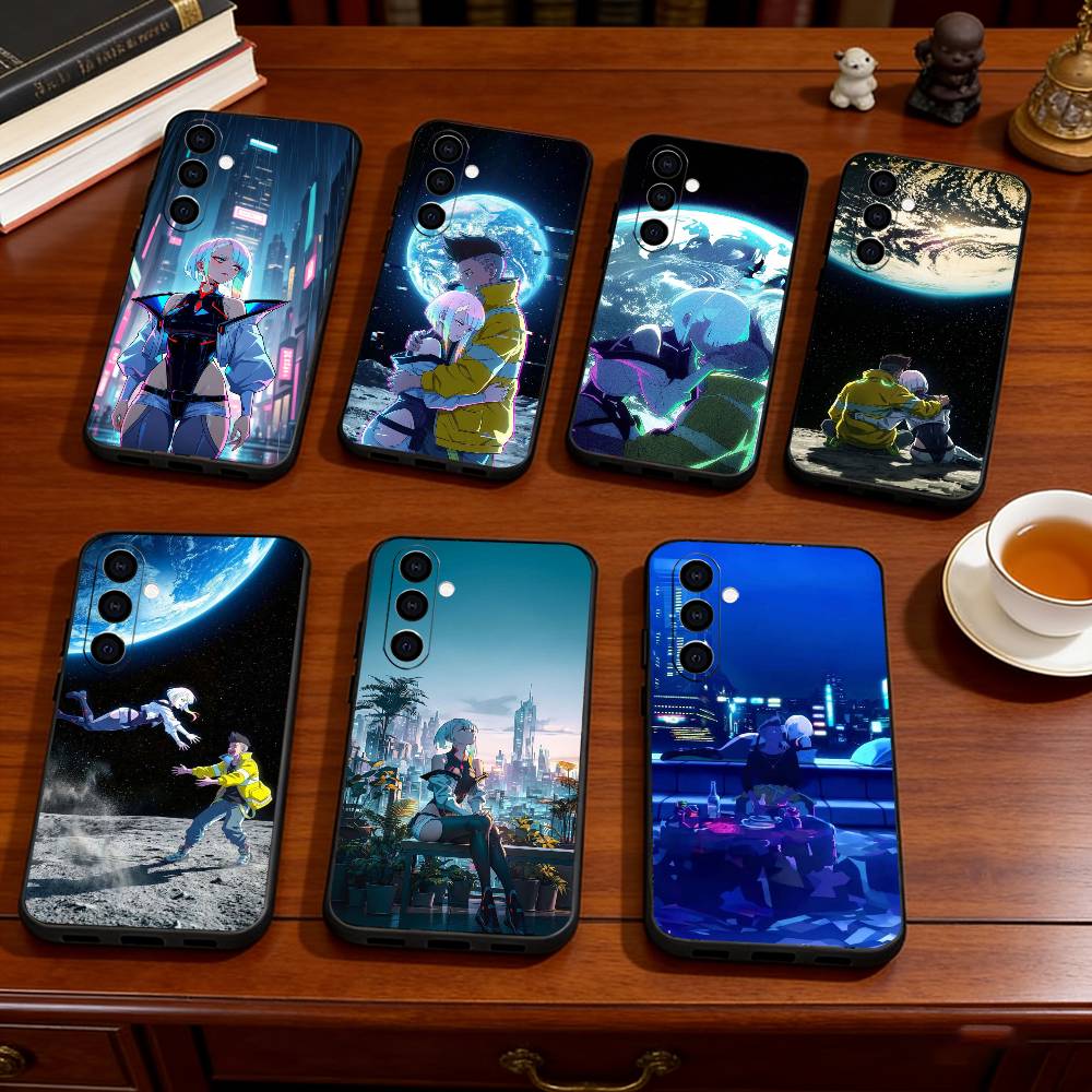 Anime C-Cyberpunk E-Edgerunners Phone Case For Samsung Galaxy A73,A72,A71,A70,A53,A52,A51,Soft Silicone Black Cover