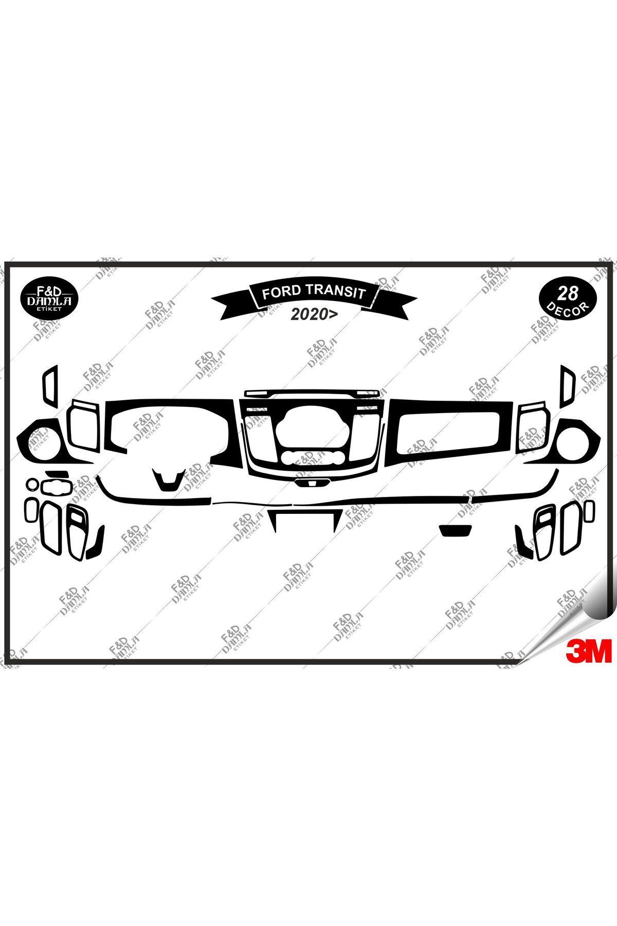 

Ford Transit 2020 Torpido Konsol Trim Göğüs Maun Kaplama Set 28 Parça Siyah