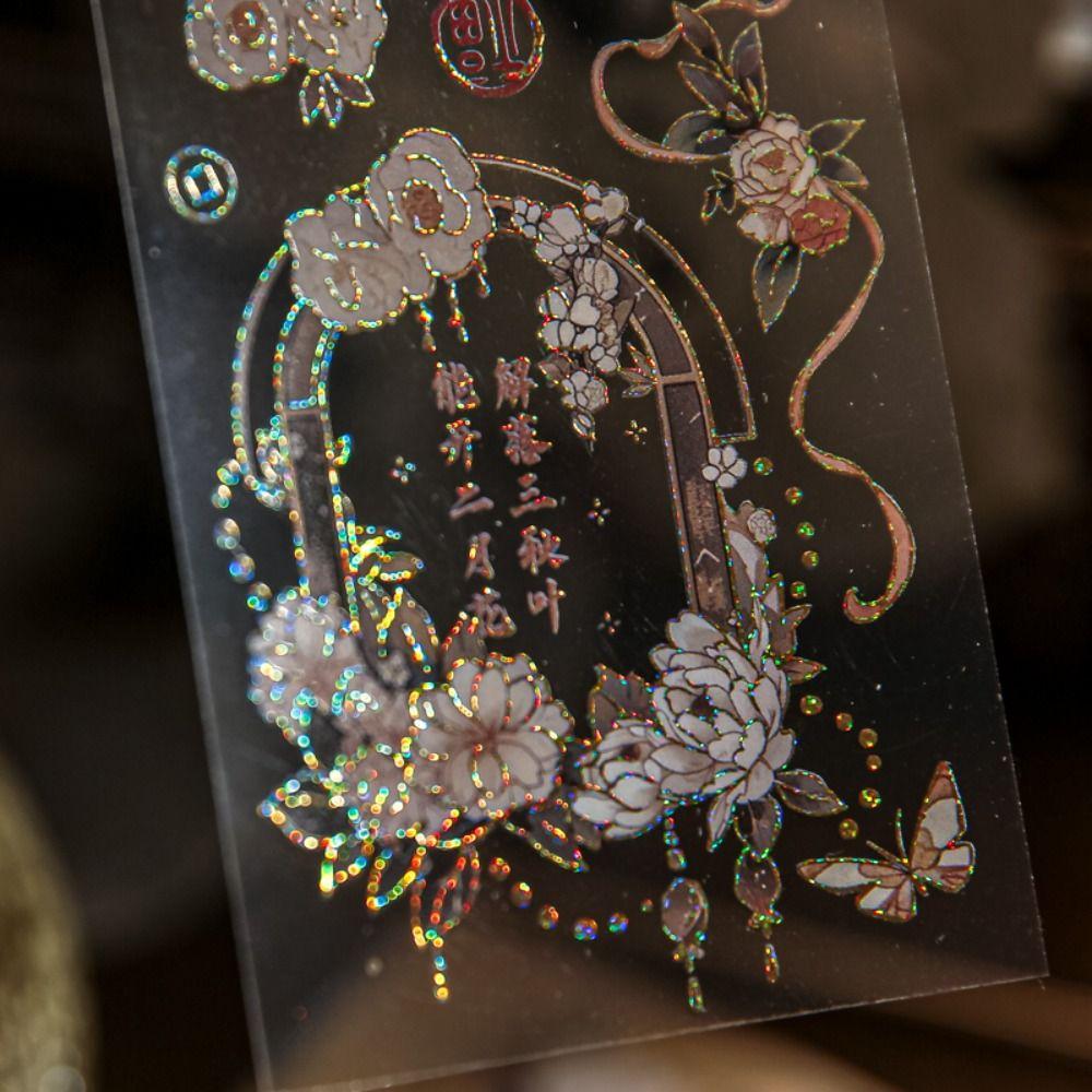DIY Crafts Moonlight Flower Collage Decals Handmade Laser Aesthetic Decals  Diary Album