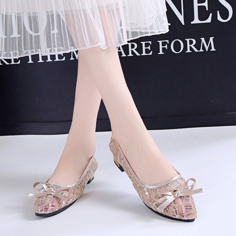 Fashion 2025 Summer Women's Transparent Shoes Female Breathable Mesh Sandals Woman Party Sequins Low Heels Women Silver Big Size Sandals