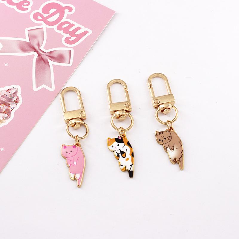 6 Pcs Cute Kitten Keychain Couple Gift and Cat Charm Key Chain Fashion Jewelry for Animal Lovers Car Bag Hanging Accessories New