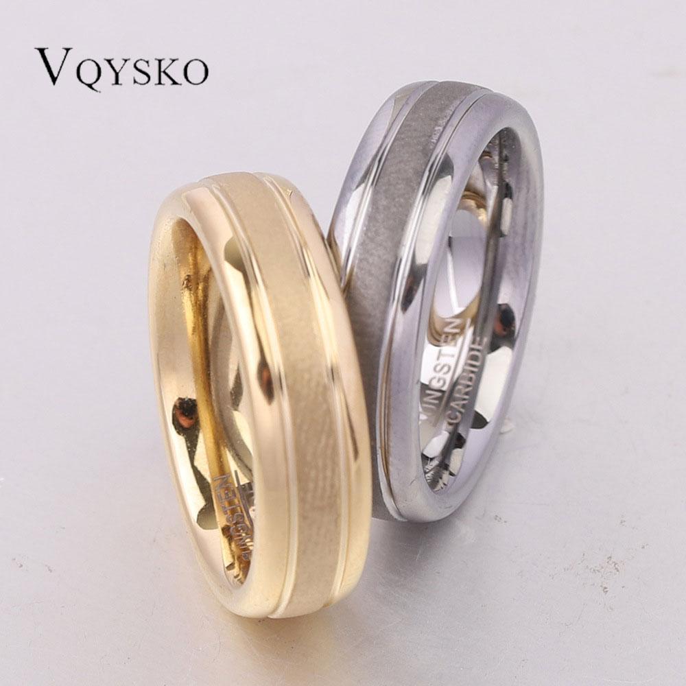 Gold Matte Ring Couple for Men Women Classic Wedding Engagement Band 6mm Special Valentine's Day Gift for Lover