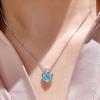 Love Color Treasure Ring 2 Carat Blue Diamond Aquamarine Artificial Diamond Niche Premium Heart Pendant Necklace Female