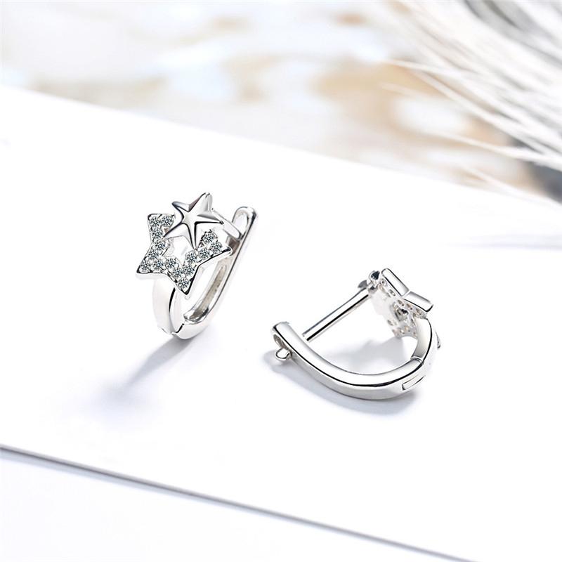 BELLA BOX Fashion Zircon Star Hoop Earrings Chic Women's Accessories Wedding Engagement Aesthetic Earrings Trendy Jewelry
