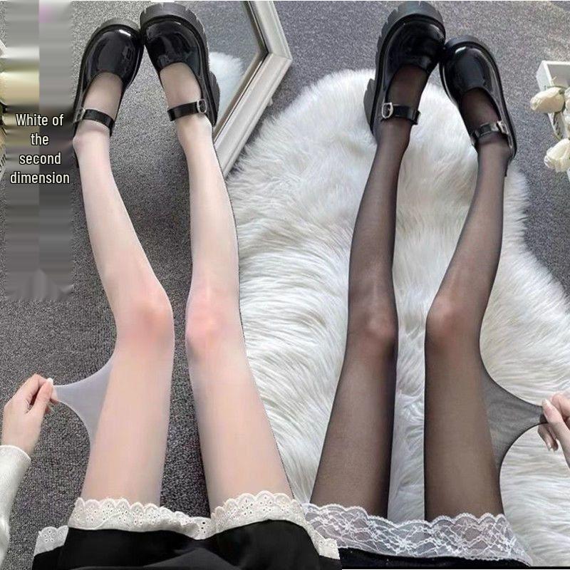 Ultra-Thin Silk Stockings: Core-Spun, Non-Crotch, Ladies' Black Pantyhose for Work
