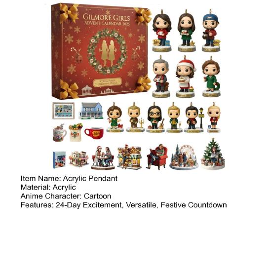 Kalendarz Adwentowy 2025 24-dniowe Odliczanie do Świąt Bożego Narodzenia z Akrylowymi Ozdobami Tematyka Zespołu Wisząca Dekoracja