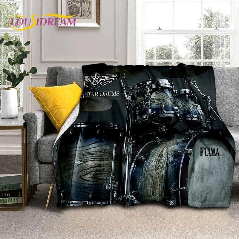 Drum Kit Music Instruments Drum Set Blanket,Soft Throw Blanket for Home Bedroom Bed Sofa Picnic Travel Office Cover Blanket Kid