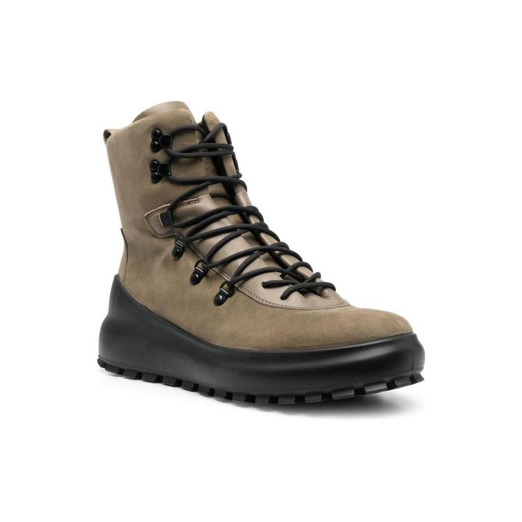 Stone Island Suede Leather Round Toe Lace-Up Chunky Ankle Boots Men boots Brown 77FWS0404V0054