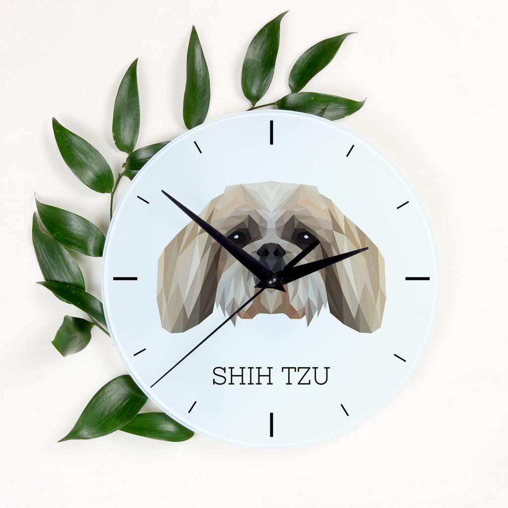 Shih Tzu, Chrysanthemum Dog – Geometric wall clock with a picture and the brand name Art-Dog | Art-Dog