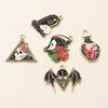 10pcs Flower Skull Tombstone Charms Pendant Enamel Gothic Punk Style DIY Jewelry Making Accessories Necklace Bracelet Findings