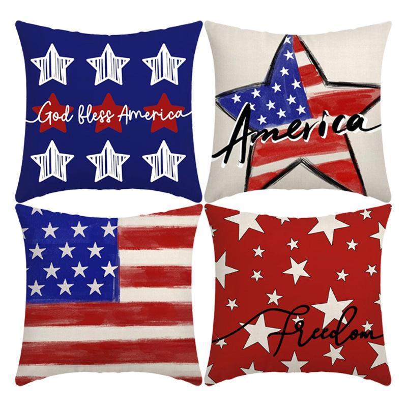 New Independence Day Cushion Pillow Cover Nordic Linen Pillow Cover
