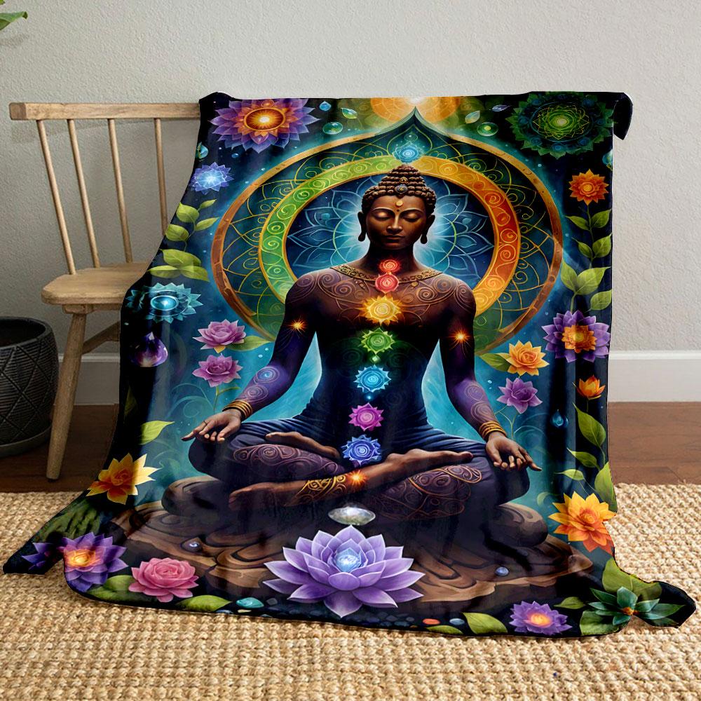 

Buddha Chakra Meditation Blanket bedroom Blanket for Livingroom Couch lunch break Soft throw for Friend s festival Gift 80cm x 120cm