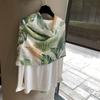 Summer Ethnic Style Big Shawl Dual-Purpose Silk Scarf Bronzing Fashion Versatile Ginkgo Biloba Fresh Wind Multi-Functional Shawl