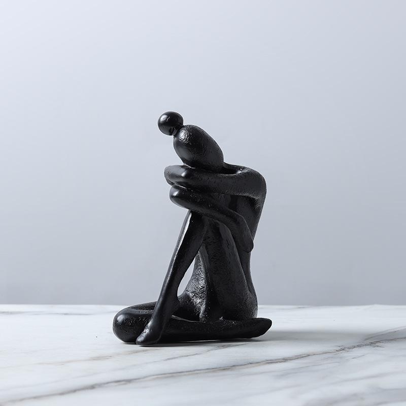 Nordic Wabi Sabi Resin Bookend Sculpture Kneeling Figure Home Decor Modern Minimalist