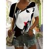 Women's Summer Top Stylish Portrait Print Short-sleeved Casual T-shirt