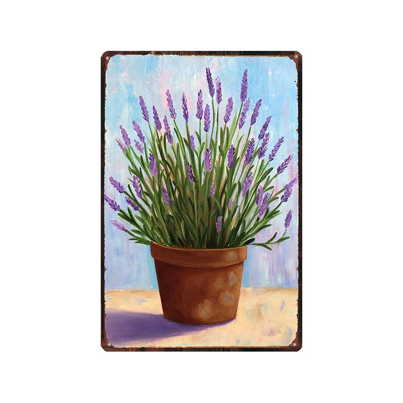 Garden Lavender Metal Plate Purple Flower Farmhouse Tin Signs Plaque Wall Art Home Garden Vintage Decor
