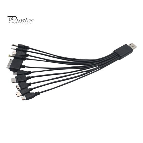USB Data Cable 1 Drag 10 Multifunctional Plug Play Widely Compatible Charge USB Multi Charger Data Cord for Home