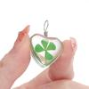 5pcs Green Lucky Four Leaf Clover Pendant Handmade Glass Dry Flower Four Leaf Clover Ornament DIY Necklace Craft Jewelry Making