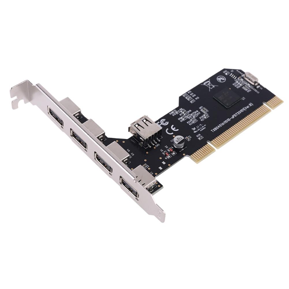 5 Ports USB 2.0 PCI Hub Controller Expansion Card 480Mbps Internal USB 2.0 PCI Card Desktop Converter Card NEC720101 Chipset